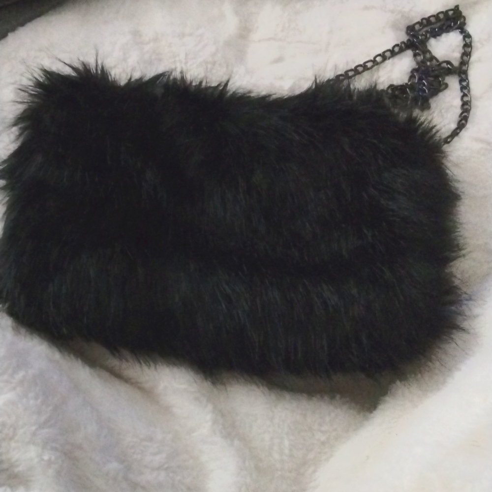 Vintage black fur purse